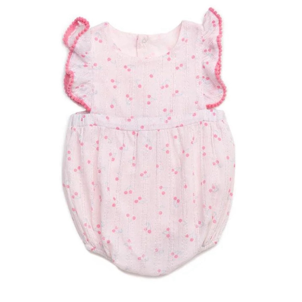 EGG NY Pink Romper with Cherry design. Baby Size 3 months.